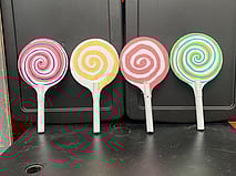 Lollipops - 4, wooden, painted on both sides, approx 34cm tall