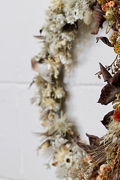 Natural dried flowers wreath by Raglan Florist Wild About Eve