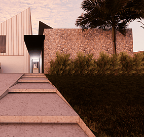 Architectural concept render of the Ocean Beach Road coastal home showing proposed cedar cladding, glazing and coastal form before construction in Mount Maunganui, built by MB Construction.