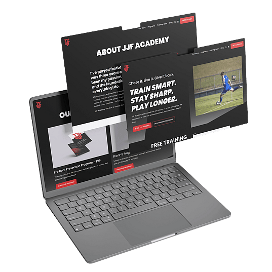 A laptop mockup of JJF Academy's website