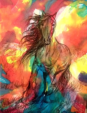 White horse painting