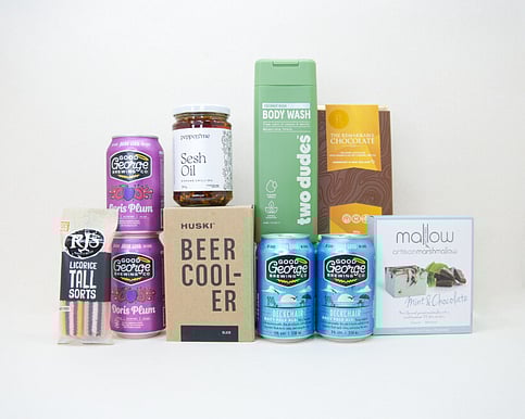 nz beer, shower gel, sweet treats and chilli oil