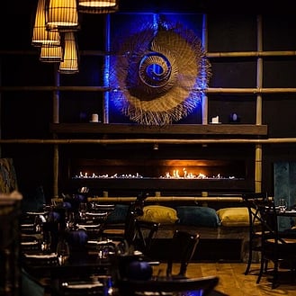 The interior of Blue Kanu, a restaurant founded by Grant.