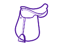 icon of a saddle line drawing in purple