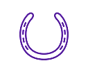 icon of a horse shoe, line drawing in purple