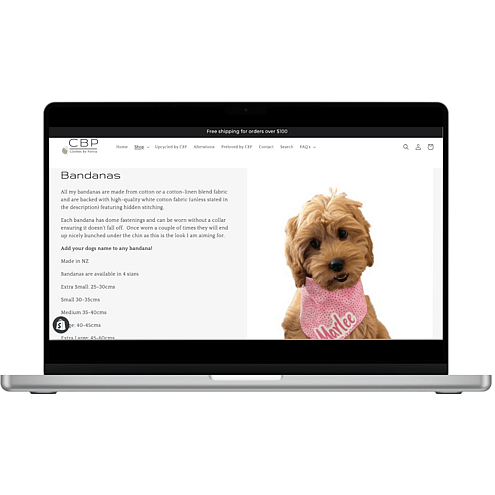 Clothes by Portia web page for Pretty in Pink Digital website portfolio