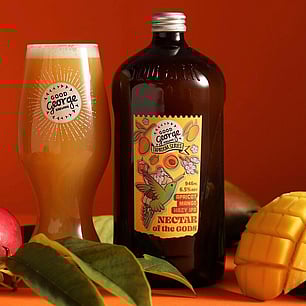Beer squealer label design for Good George Brewing Nectar of the Gods Apricot Mango HAzy IPA