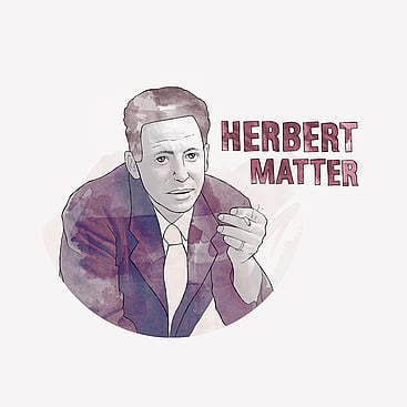 Mixed media illustration of designer Herbert Matter