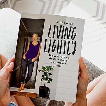 Book layout design for Living Lightly book by Nicola Turner Cover