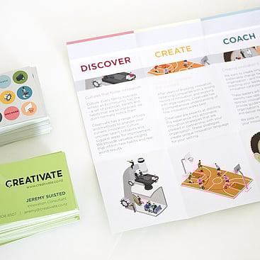 Business card and brochure design for Creativate Innocation Consultant