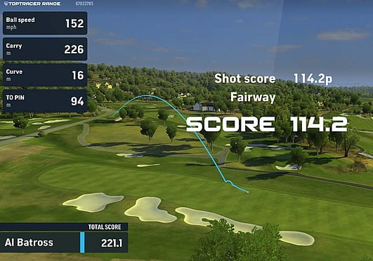 Toptracer screen showing driving challenge scores