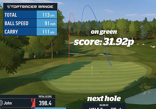 Toptracer screen showing points game option