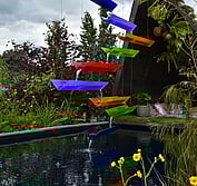 Ben Hoyle Design - ''ADIDIG - All Day I Dream In Gardens". A colourful floating rill cascades from above in this garden of memories.