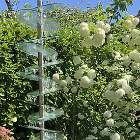 Cascading glass & steel water sculpture