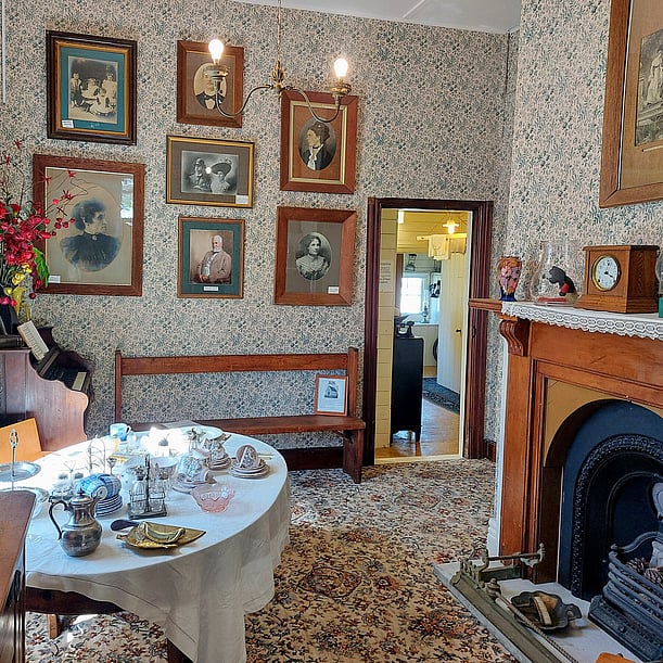 Photo gallery and table setting in the Martinborough Museum