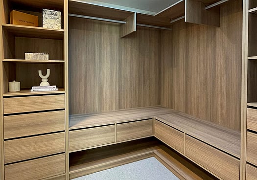 Text overlay showing installed Walk-in Wardrobes.