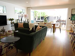 Extensive House Renovation - Looking out from Living & Dining area through to Outdoor Entertaining Area - AFTER