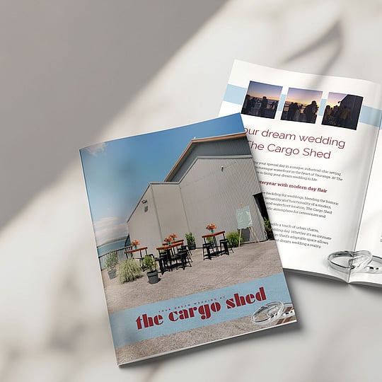 Brand collateral design for wedding venue brochure