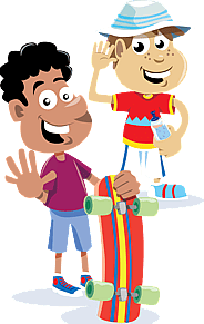 Happy Children with skateboards