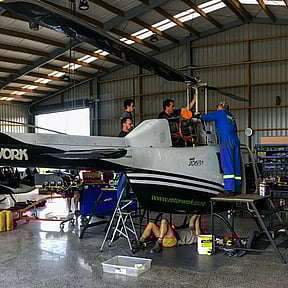 helicopter in hanger