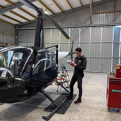 helicopter in hanger