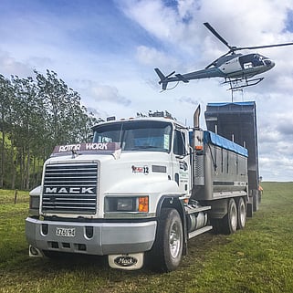 helicopter and truck