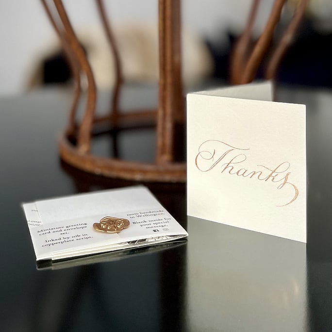 Our thanks mini card and envelope set with our signature packaging