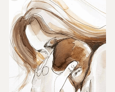 watercolour art of mother and child