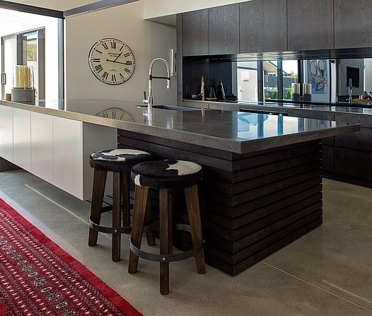 Scandinavian-inspired kitchen with a minimalist design and seamless appliance integration, crafted by Barrett Joinery in Timaru.