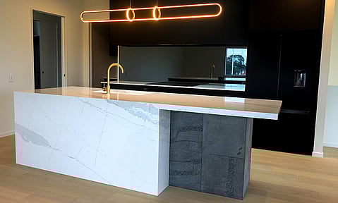 Custom cabinetry with matte black finish, offering modern elegance by kitchen designer Timaru.