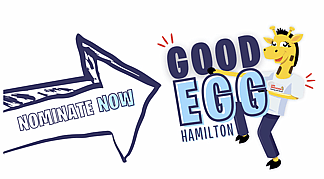 Nominate a good egg graphic with harold the giraffe