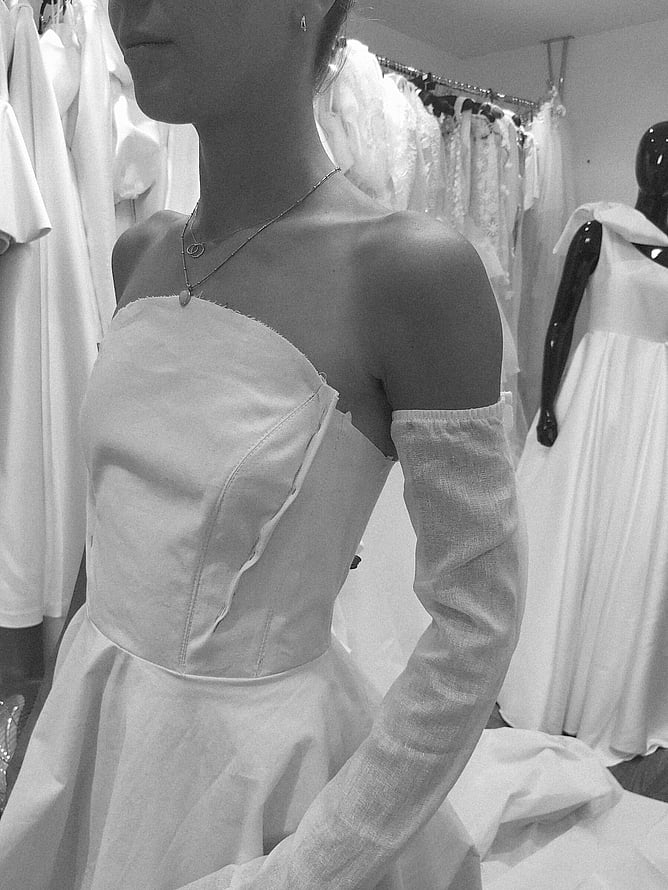 Bespoke wedding dress toile fitting London bridal designer