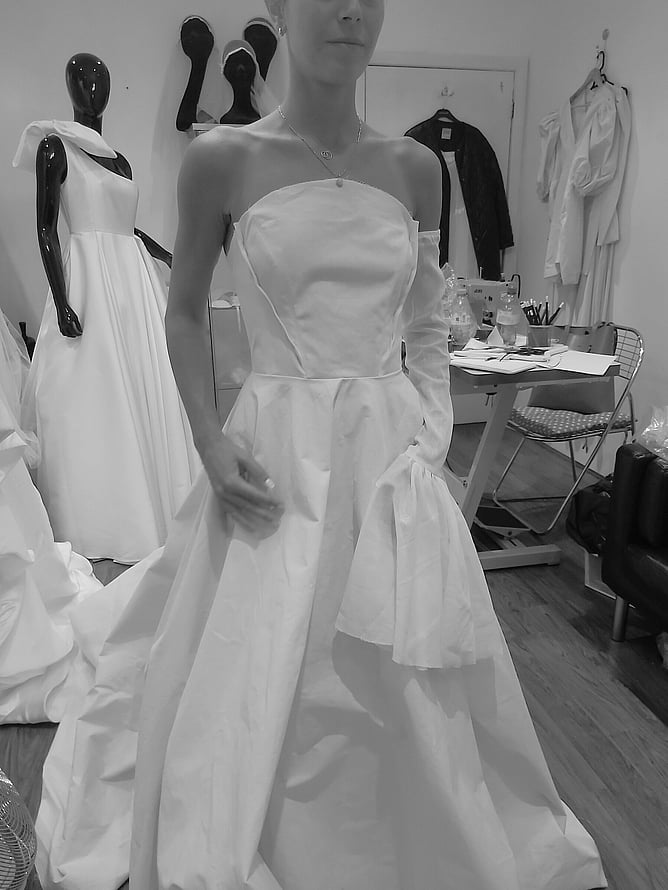 Calico toile fitting bespoke wedding gown London