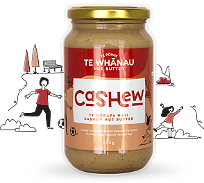 Te Whanau's naturally sweet Cashew Butter is crafted in New Zealand from 100% dry-roasted cashews with no added sugar or oil.