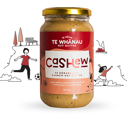Creamy cashew nut butter made in New Zealand, inspired by the Gabrielle Floods