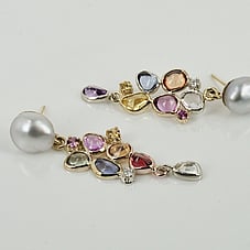 Earrings, gold pearls with gold