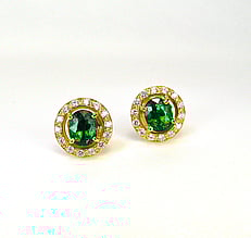 Tsavorite garnet earrings with diamonds