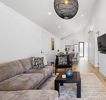 Living area with tv and streaming services at Roam Taupo