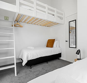 Loft bunk bed perfect for family accommodation in Taupo