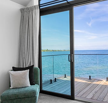 View from upper terrace unit at Roam Taupo accommodation