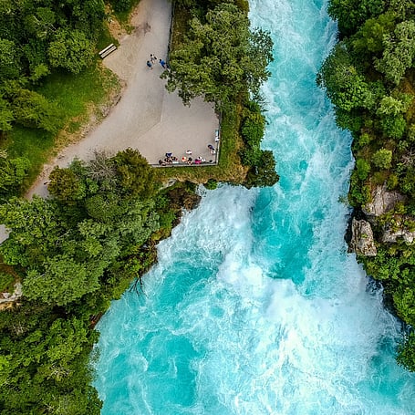 Drone shot of Huka Falls in Taupo, New Zealand