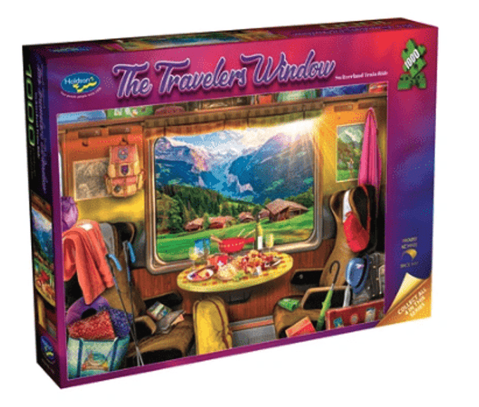 Holdson 1000 Piece Jigsaw Puzzle The Travelers Window (Switzerland Train Ride)