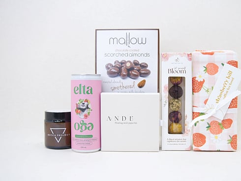 NZ MADE WISHKIT, SCORCHED ALMONDS, TEA, CANDLE AND TEATOWEL