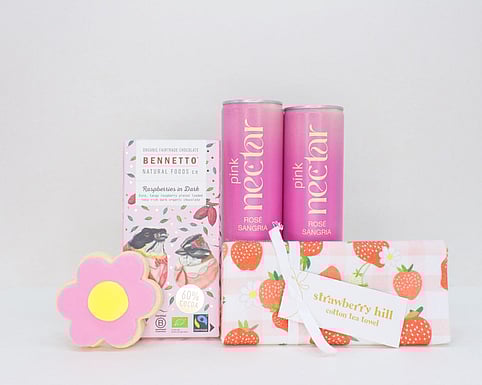 Nz chocolate, nz designed teatowel and sangria drink