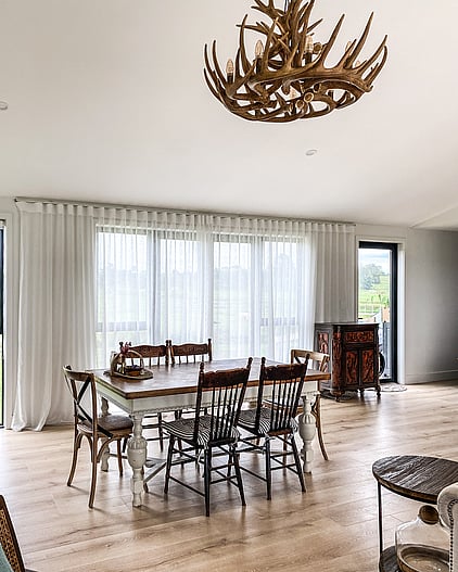 Dining area in open plan living and kitchen