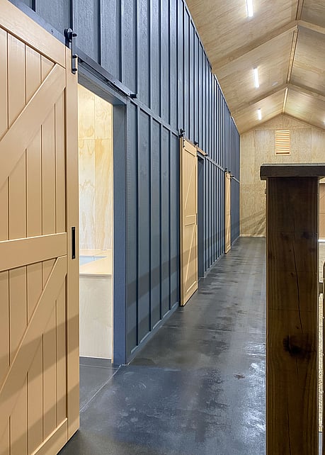 Barn breezeway to feed and storage rooms