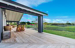 Deck and entertaining area with a view of the farm