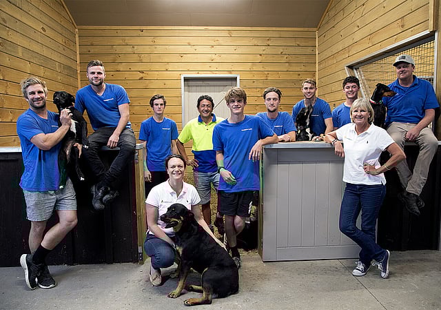 Raked ceiling over living area with decorative rafters