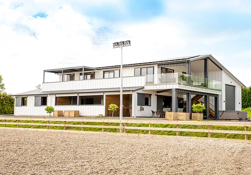 View of oxford barn from standing in the equestrian arena