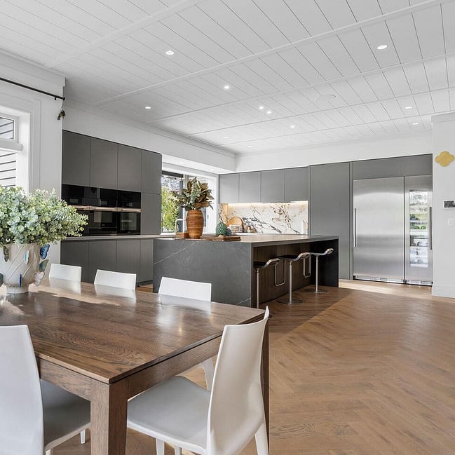 Residential smart home system installed in kitchen and living area